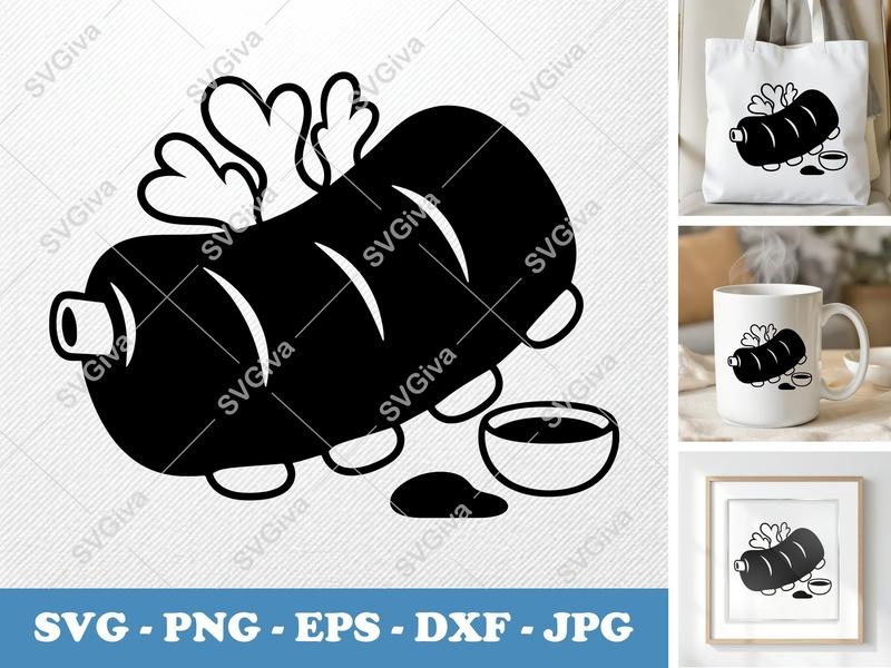 Bbq Ribs SVG, Modern Outline Ribs with Garnish & Sauce, PNG EPS DXF for Cricut & Silhouette, Grill Master Clipart