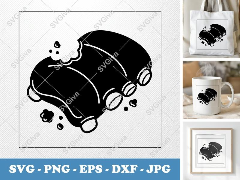 BBQ Ribs SVG | Partially Eaten | Puffy Inflated Shapes | PNG DXF EPS | Cricut Silhouette Cut File