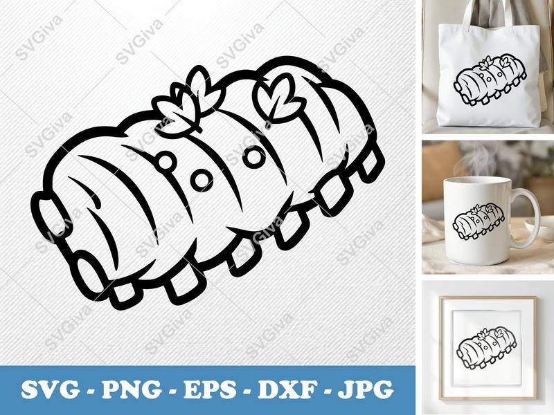 BBQ Ribs with Garnish SVG | Friendly Bean-Shaped Ribs | Rounded Body Cut File | PNG DXF EPS | Cricut Silhouette