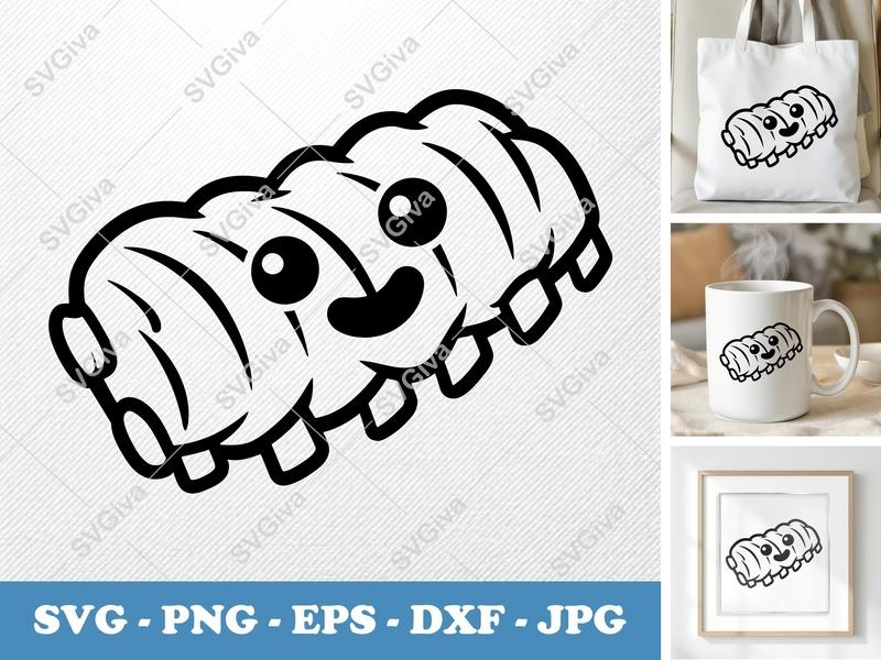 BBQ Ribs with Smiling Face SVG | Friendly Cartoon Ribs | Rounded Body, Bean-shaped Forms | PNG DXF EPS | Cricut Silhouette File
