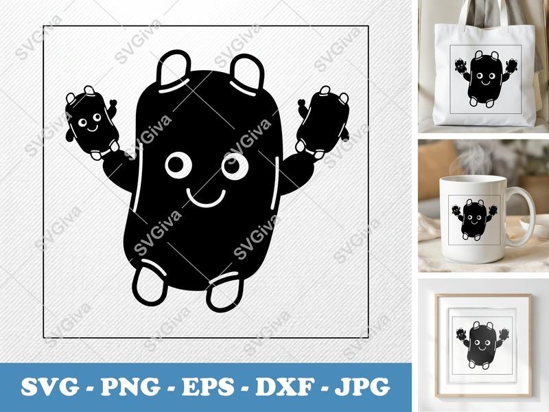 BBQ Ribs with Smiling Face SVG, Puffy Cut File, PNG DXF EPS for Cricut Silhouette