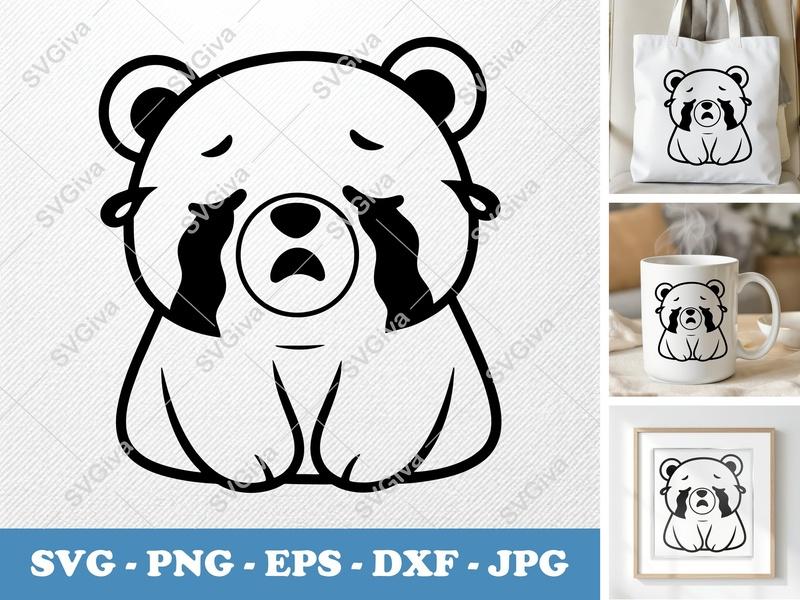 Bear Crying SVG | Puffy Soft Forms | PNG DXF EPS | Cricut Silhouette Cut File