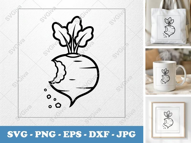 Beet Partially Eaten SVG | Friendly Rounded Bean-shaped Crop | PNG DXF EPS | Cricut Silhouette File