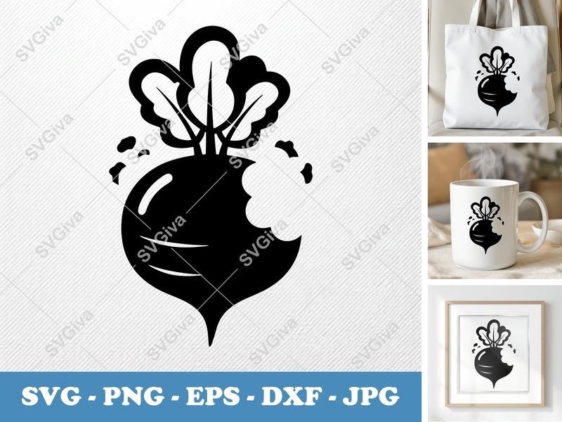 Beet Partially Eaten SVG Puffy Inflated Shapes | PNG DXF EPS | Cricut Silhouette File