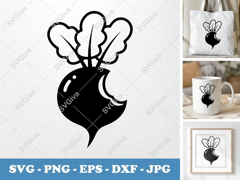 Beet SVG, Bitten Beetroot PNG, Vegetable EPS, Root Crop DXF | Modern Food Clipart for Cricut, Silhouette Cut File