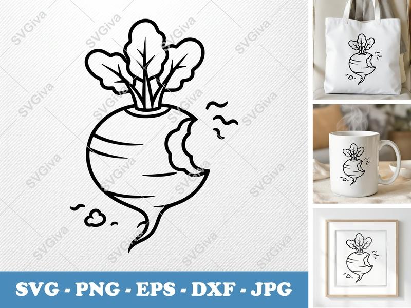 Beet SVG, Bitten Beetroot Vector, Vegetable Clip Art, Food Design, PNG, EPS, DXF for Cricut & Silhouette