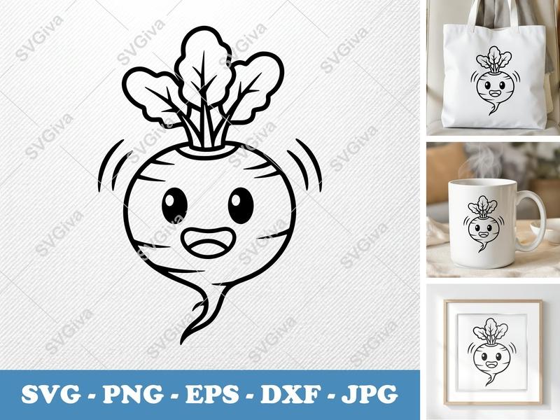 Beet SVG | Cute Kawaii Vegetable Design | Food Clip Art | PNG EPS DXF for Cricut & Silhouette Machines