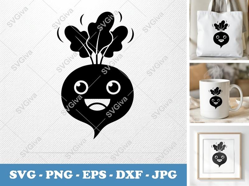 Beet SVG | Cute Kawaii Vegetable Design | Modern Food Clipart | PNG EPS DXF for Cricut & Silhouette Cut File