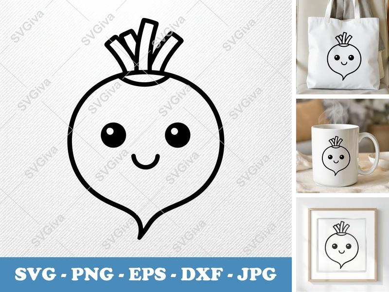 Beet SVG | Kawaii Vegetable Cut File | Cute Food Clipart | PNG EPS DXF for Cricut & Silhouette