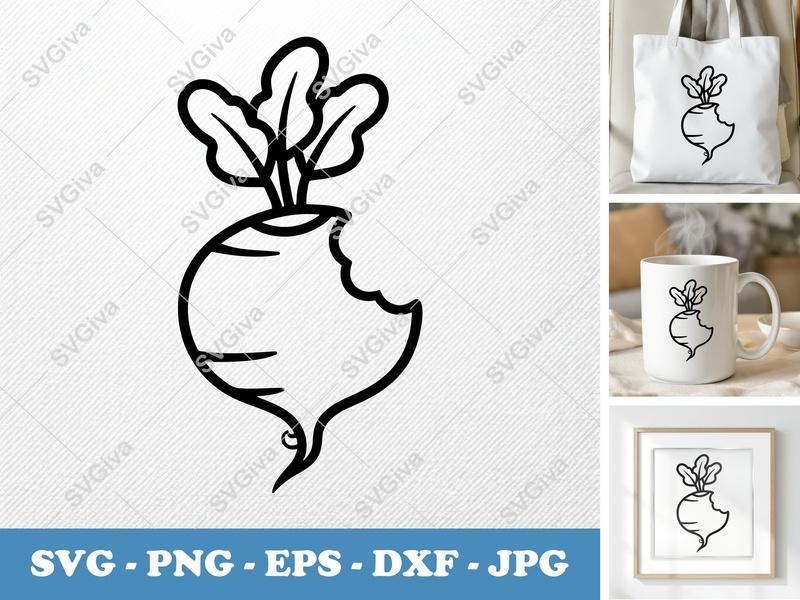 Beet SVG | Modern Bitten Vegetable Cut File | PNG EPS DXF for Cricut & Silhouette | Foodie Clipart