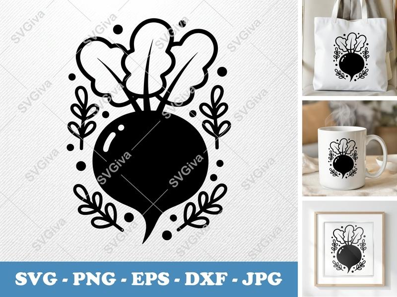 Beet SVG | Modern Vegetable Cut File | Simple Farmhouse Graphic | PNG EPS DXF for Cricut, Silhouette