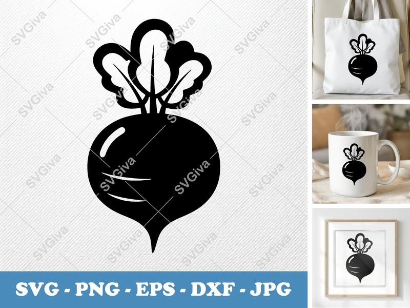 Beet SVG, Puffy Shape Vector File | Pillow-Soft Beetroot PNG DXF EPS | Cricut Silhouette Design
