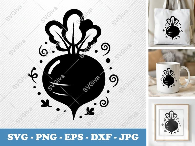 Beet with Garnish SVG | Puffy Pillow Soft Design | PNG DXF EPS | Cricut Silhouette File