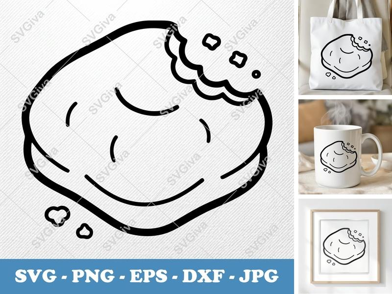 Beignet Partially Eaten SVG | Rounded Friendly Design | PNG DXF EPS for Cricut Silhouette
