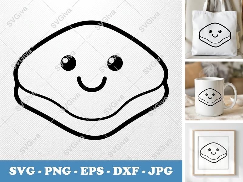 Beignet SVG Kawaii Dessert Cut File | Cute Food Clipart PNG EPS DXF for Cricut & Silhouette, Bakery Graphic