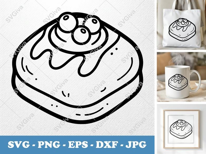 Beignet SVG, Modern Clean Donut Outline, Dessert Food Clipart | PNG EPS DXF for Cricut & Silhouette