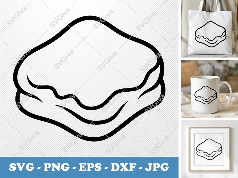 Beignet SVG | Modern Clean Outline Design | PNG EPS DXF Files for Cricut & Silhouette | Food Sweet Pastry Cut File