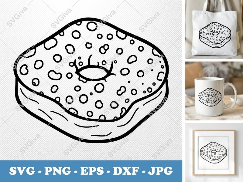 Beignet SVG, Modern Donut Cut File with Sprinkles | PNG EPS DXF for Cricut & Silhouette, Bakery Clipart