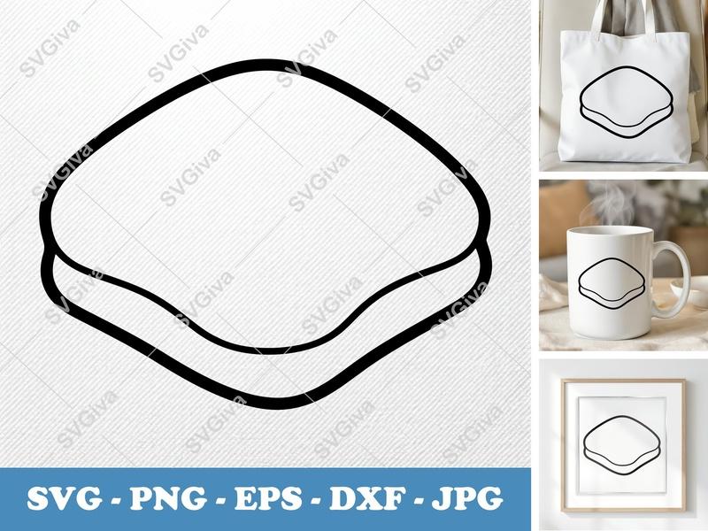 Beignet SVG Outline, Simple Dessert Cut File, Food Clipart, PNG EPS DXF for Cricut | Silhouette