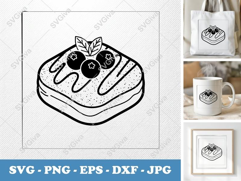 Beignet with Garnish SVG | Bold Contour, Simple Character | PNG DXF EPS | Cricut Silhouette Cut File
