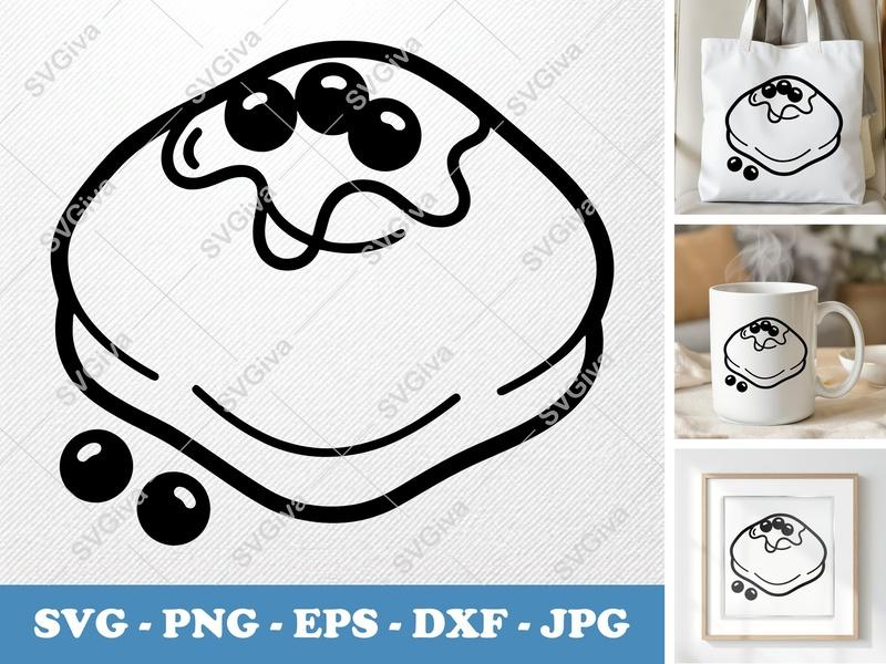 Beignet with garnish SVG | Friendly Bean-Shaped Design | PNG DXF EPS | Cricut Silhouette File