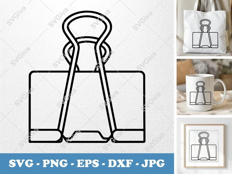 Binder Clips classic svg icon | Bold Outline Clipart, Minimalist Office Supply SVG, PNG, EPS, DXF for Cricut & Silhouette