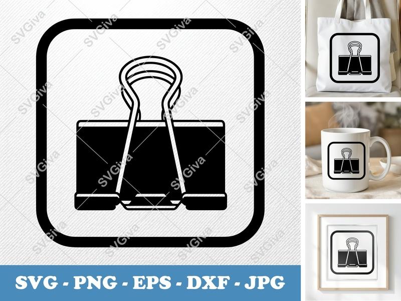 Binder Clips classic svg icon | Minimal Office Supply Cut File | SVG PNG EPS DXF for Cricut Silhouette