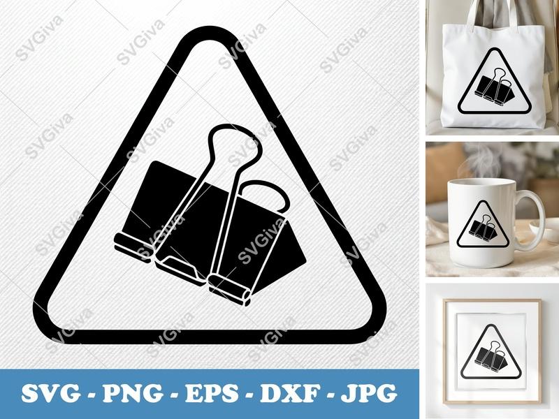 Binder Clips isometric angle SVG | Minimal Triangle Frame PNG EPS DXF | Cricut Silhouette Cut File