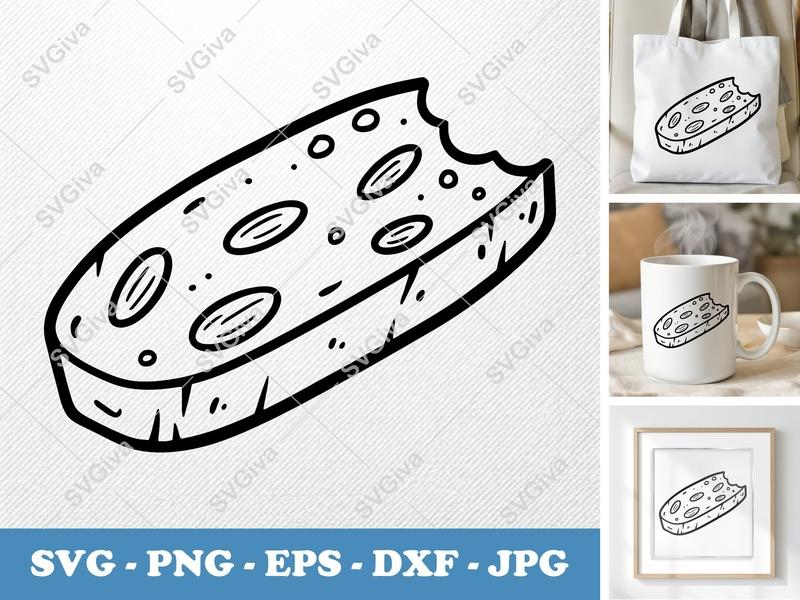 Biscotti Partially Eaten SVG | Friendly Rounded Bean Shape Cut File | PNG DXF EPS | Cricut Silhouette Baking Decal