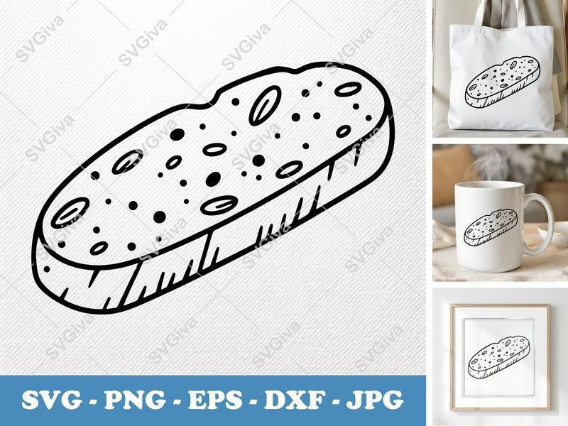 Biscotti SVG | Hand-Drawn Minimalist Cut File | Bold Contour | PNG DXF EPS | Cricut Silhouette