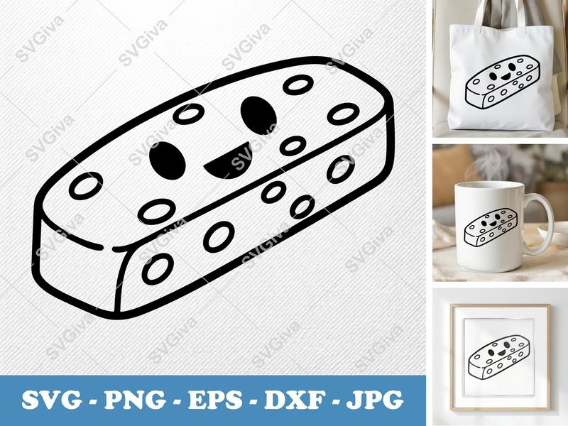 Biscotti SVG | Kawaii Happy Face Cookie Cut File, Modern Bakery Clipart | PNG EPS DXF for Cricut, Silhouette
