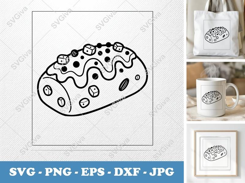 Biscotti SVG | Modern Cartoon Cookie Cut File | Dessert Treat PNG EPS DXF for Cricut & Silhouette
