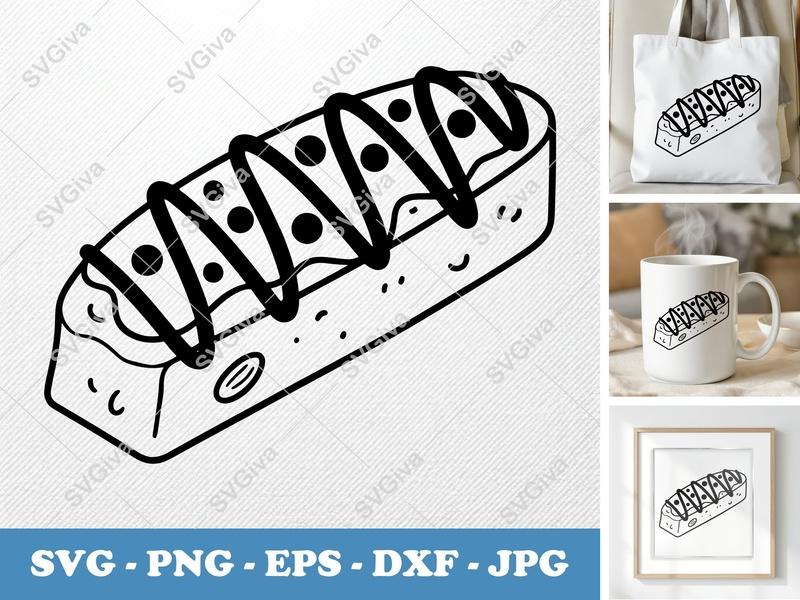 Biscotti SVG | Modern Clean Design, Chocolate Drizzle, Baked Goods | PNG EPS DXF for Cricut & Silhouette