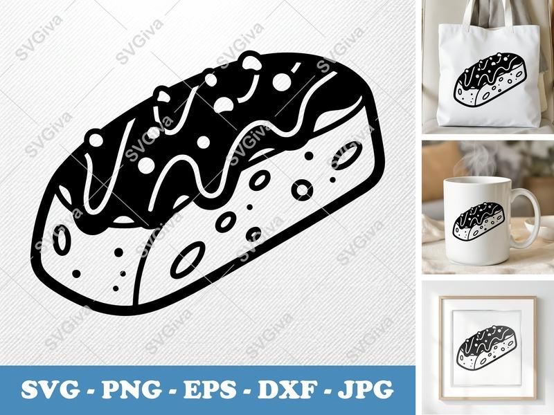Biscotti SVG | Modern Drizzled Cookie Vector | PNG EPS DXF for Cricut, Silhouette | Dessert Outline Cut File
