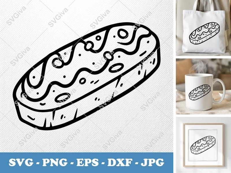 Biscotti with Garnish SVG | Friendly Rounded Body Bean-Shaped Forms | PNG DXF EPS | Cricut Silhouette Cut File