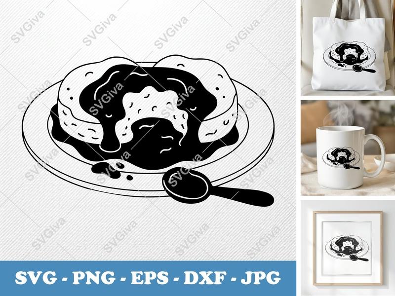 Biscuits And Gravy SVG | Modern Food Design, Breakfast | PNG EPS DXF | Cricut Silhouette Cut File, Southern Comfort