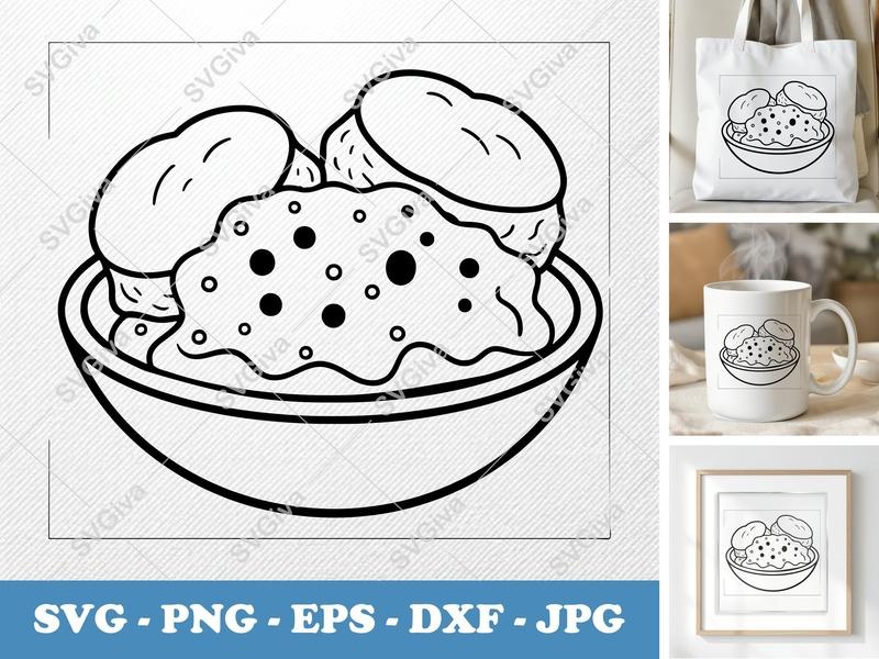 Biscuits and Gravy SVG | Puffy Pillow Soft Shapes | Cricut Silhouette | PNG DXF EPS