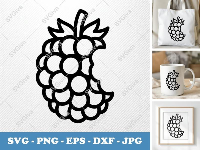 Blackberry Partially Eaten SVG | Friendly Bean-Shaped Cut File | PNG DXF EPS | Cricut Silhouette Design