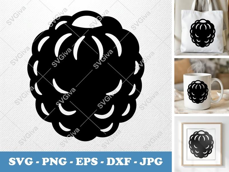 Blackberry SVG Cut File | Modern Fruit Design | PNG EPS DXF for Cricut & Silhouette | Berry Clipart Vector