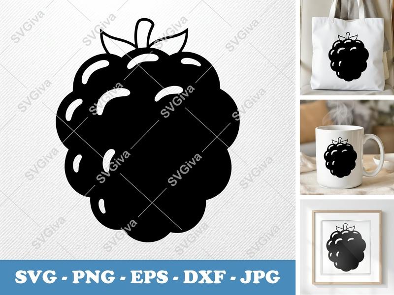 Blackberry SVG | Modern Clean Fruit Cut File | PNG EPS DXF for Cricut & Silhouette | Berry Vector Clipart