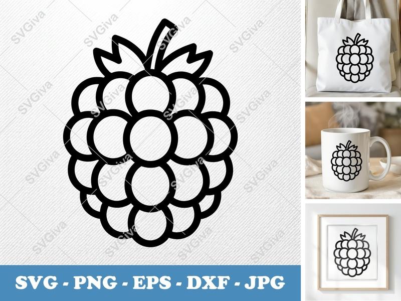 Blackberry SVG | Modern Outline Fruit Clip Art | PNG EPS DXF for Cricut, Silhouette | Berry Vector Design