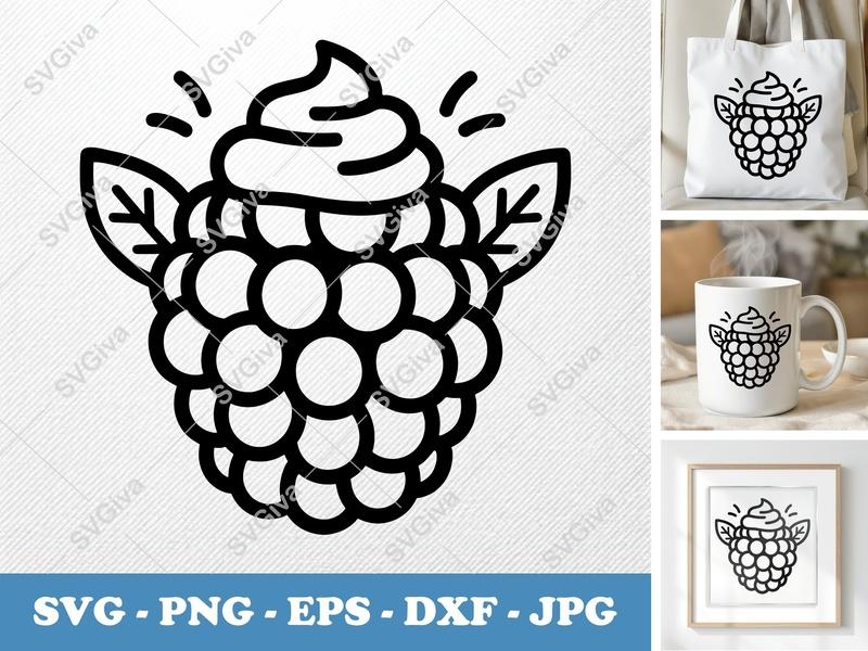 Blackberry with Garnish SVG | Friendly, Rounded Forms | PNG DXF EPS | Cricut Silhouette Cut File
