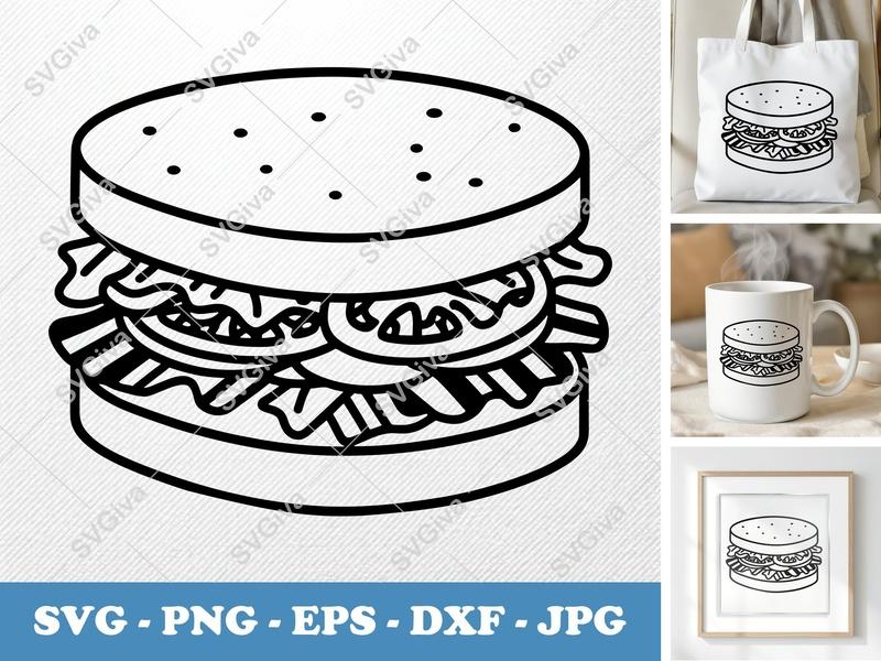 BLT SVG | Puffy Soft Shapes Sandwich | PNG DXF EPS | Cricut Silhouette File