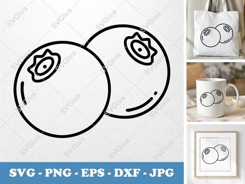 Blueberries SVG | Friendly Rounded Bean-Shaped Berry | PNG DXF EPS | Cricut Silhouette File