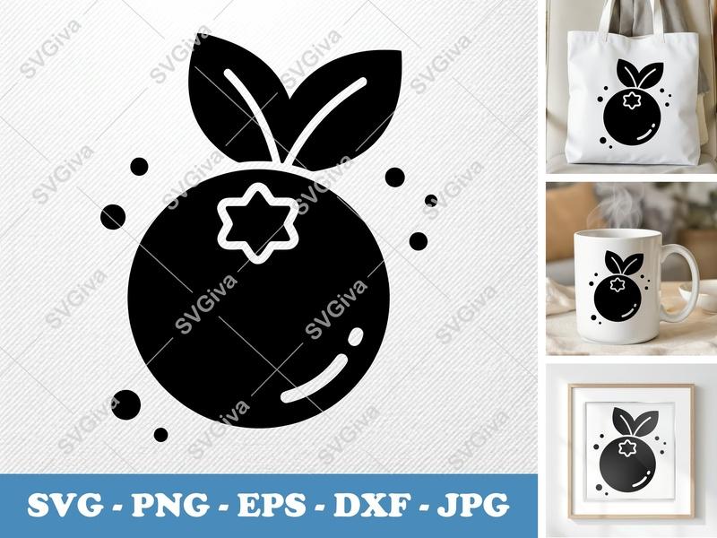 Blueberries SVG, Modern Berry Cut File, Fruit PNG EPS DXF for Cricut | Silhouette, Kitchen Decor, Healthy Food Clipart