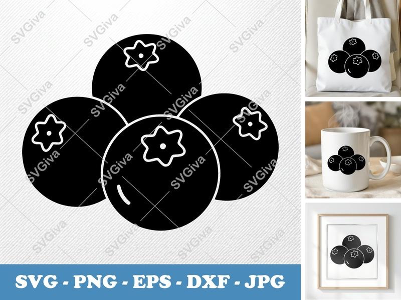 Blueberries SVG PNG DXF EPS | Fruit Cut File for Cricut Silhouette | Berry Vector Art