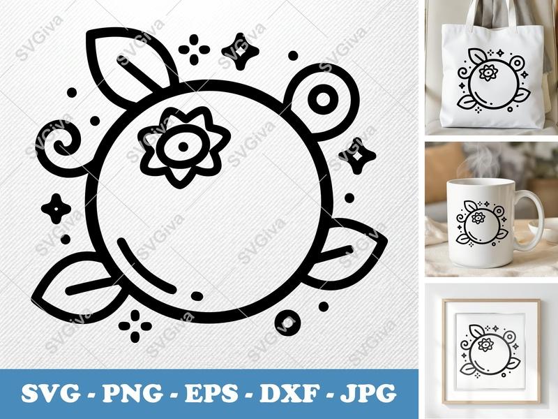 Blueberries SVG with Garnish | Minimalist Bold Contour | PNG DXF EPS | Cricut Silhouette Cut File
