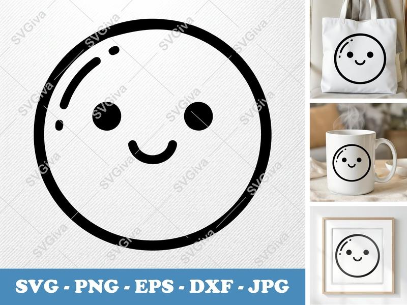 Blueberries with Smiling Face SVG | Minimalist Character PNG DXF EPS | Cricut Silhouette Cut File