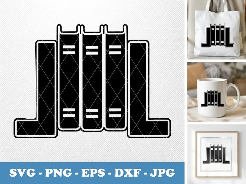 Bookends classic svg icon, Bookshelf SVG, Library Book Vector, Solid Fill PNG EPS DXF for Cricut, Silhouette