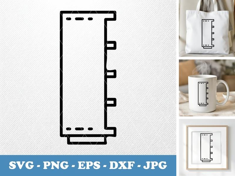 Bookshelf in side view profile | Double Outline SVG, PNG, EPS, DXF | Minimalist Bookcase Cut File for Cricut, Silhouette